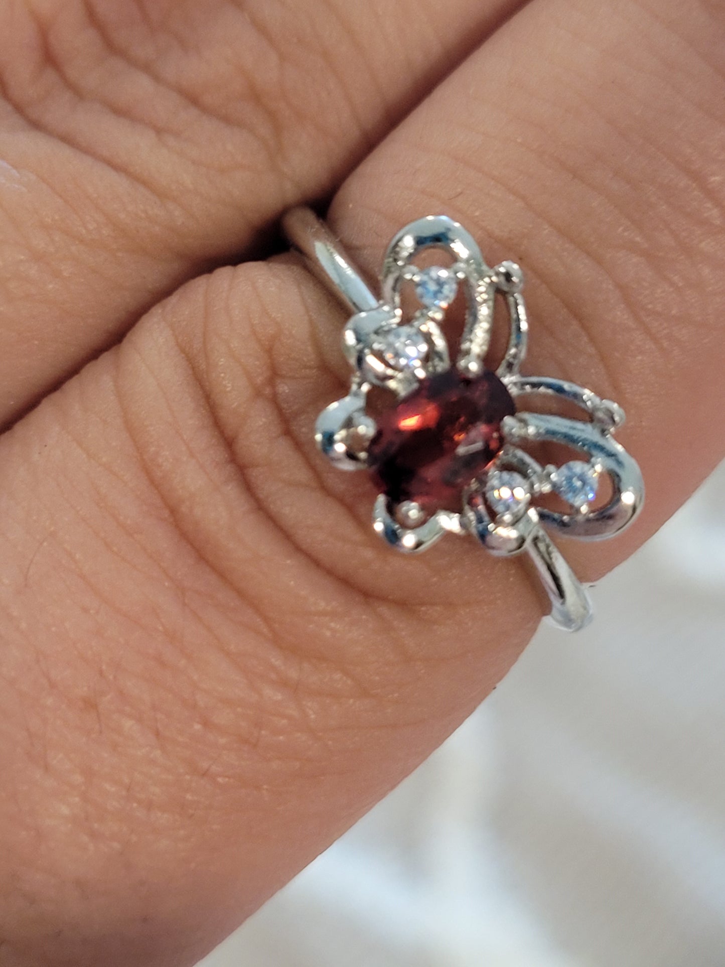 Garnet Butterfly Ring