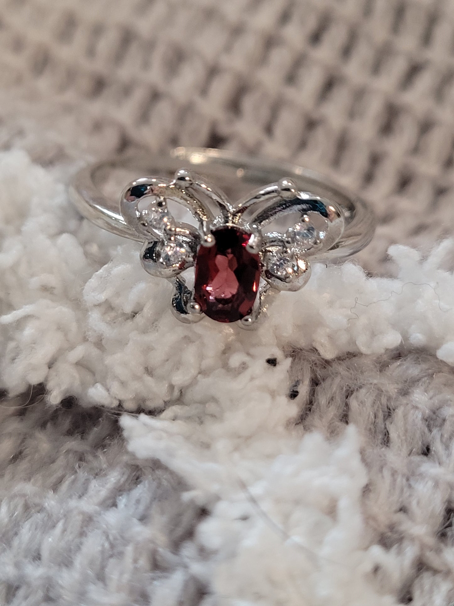 Garnet Butterfly Ring