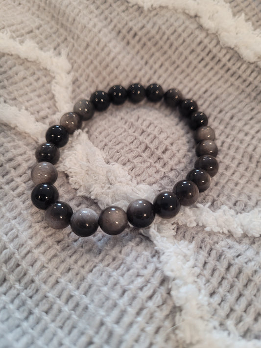 Silver Sheen Obsidian Bracelet