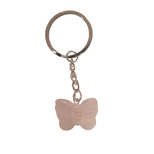 Rose Quartz Butterfly Keychain